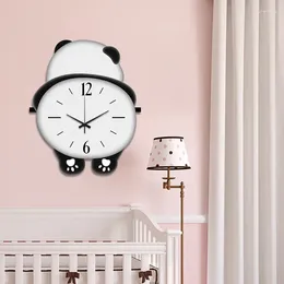 Wall Clocks Pet Panda Pen Clock Household Bedroom Cartoon Living Room Decoration Mute No Punch