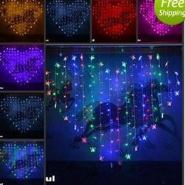 Outdoor Shiny Butterfly Heart-shaped Colourful LED Lights String With Controller Hanging Light For Wedding Christmas Party AC110V-2285j