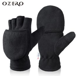 Ski Gloves OZERO Winter Warm Gloves Fingerless Thermal Mittens Windproof Insulated Polar Fleece Outdoor Ski Racing Gloves For Men And Women 231216