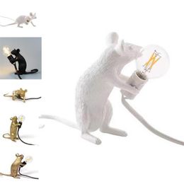 Table Lamps E12 Rat Lamp 110V 220V Mouse Light Desk Bedroom Beside Art Deco Resin Animal LED With US EU UK AU Plug308r