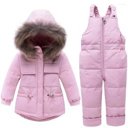 Clothing Sets Baby Clothes Winter Boys Girls Hooded Fur Jacket Overall Pants Kids Down Coat Outfits Ski Snow Suit Girls'