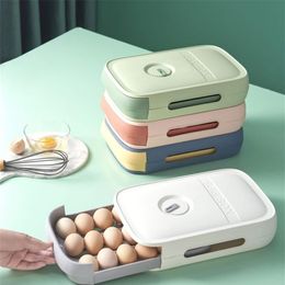 32 21 7 8cm Eggs Storage Box Holder Container Drawer Type Kitchen Fridge Egg Organizer With Lid Stackable Sealed Fresh-keeping 211260y