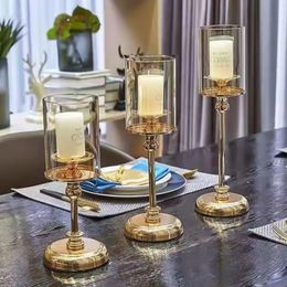 Candle Holders Luxury Classic Metal Candle Holders Vintage Golden Candlestick Home Decoration For Wedding Candelabra Crystal Candle Holder 231215