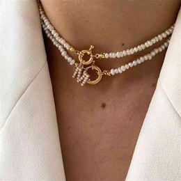 A-Z Letter Pearl Necklace For Women Natural Baroque Freshwater Pearls Initials Pendant Necklaces Choker Aesthetic Jewelry Gift2545