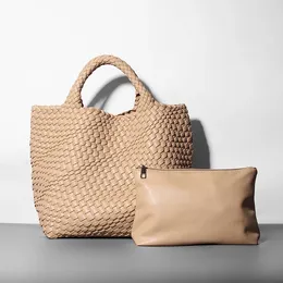 Evening Bags Classic Handmade Bucket For Women 2023 High Quality Split Leather Totes Luxury Designer Ladies Weaving Handbags Apricot