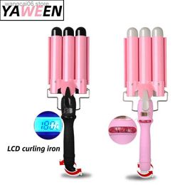 Hair Curlers Straighteners YAWEEN Lcd Curling Iron Professional Ceramic Hair Curler 3 Barrel Hair Curler Irons Hair Wave Fashion Styling Tools T231216