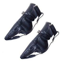 Adult Toys PU Leather Lockable Feet Restraints Soft Bondage Ankle Dog Paws Socks Bag Shoes Padded Fist Mitts Socks BDSM Bondage Sex Toys 231216