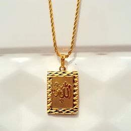 Faith Solid Gold Filled 24K rope Chain Square Pendant Jewelry 600mm2621