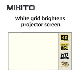 Projection Screens MIXITO 16 9 White Simple Brightening Antilight Curtain 60130 Inch Projector Screen Portable Home Office Cloth 231215