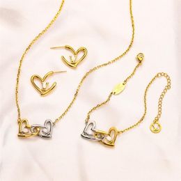 Never Fading 14K Gold Plated Luxury Brand Designer Pendants Necklaces Stainless Steel Double Letter Choker Pendant Necklace Chain 2204