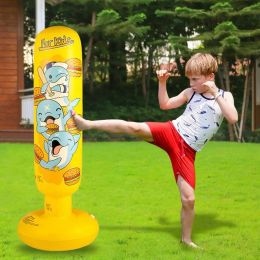 120cm Height Boxing Sandbag for Children Inflatable Dolphin Durable PVC Upright Rebound Kids Burger Boxing Sandbag Birthday Gift