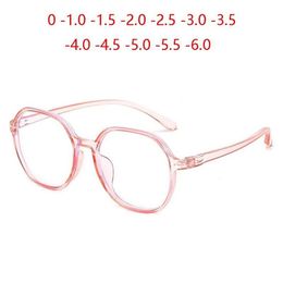 -100 -150 To -600 Cute Oval Myopes Lunettes Fashion Student Minus Degree Diopter Spectacles Black Pink Transparent Frame Sunglasse299e