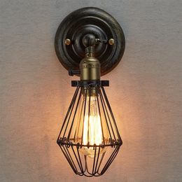 Wall Lamps Edison Vintage Chandeliers Rustic Wire Hanging Industrial Cage Light bedroom corridor222N