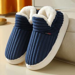 Slippers Cotton-padded Shoes For Women Winter Sleeve Plush Warm Family Slides PVC Home Indoor Lint Cotton Slipers Female