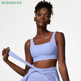 set SHINBENE Square Neck Hook Closure Exercise Sports Bra Tops Women Backless Push Up Padded Workout Fitness Yoga Brassiere S2XL