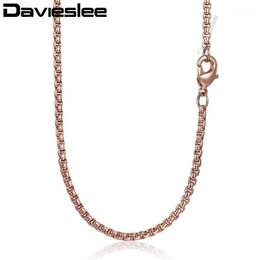 Chains Davieslee Chain Necklace For Women Men Stainless Steel Rose Gold Colour Box Women's Whole 18-28inch LKN5551313A