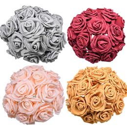 24 48pcs 7cm Artificial Flower Bouquet PE Foam Rose Fake Flowers For Wedding Birthday Party Decor Supplies Valentine's Day Gi251z