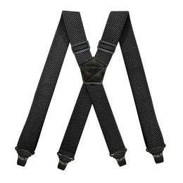 Heavy Duty Work Suspenders for Men 38cm Wide XBack with 4 Plastic Gripper Clasps Adjustable Elastic Trouser Pants BracesBlack 2205222z