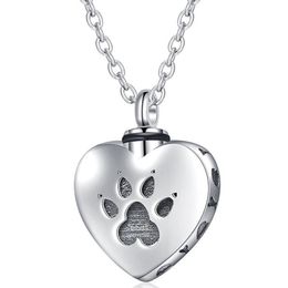 Pendant Necklaces Love Heart Pet Cremation Urn Necklace Grey Dog Jewellery Memorial Souvenir Romantic Lover Gift328V