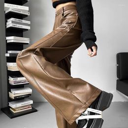 Women's Pants Pu Leather Women Harajuku Y2K High Waist Fashion Wide Leg Black Brown Female Chic Fall Winter Trousers