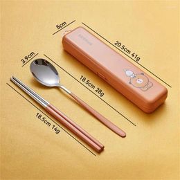 Dinnerware Sets Chopsticks Easy To Clean Unique Cartoon Design Convenient Travel Exclusive Ip Authorization 304 Stainless Steel Spoon Safety