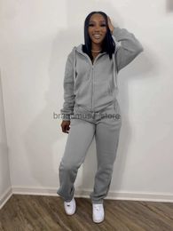 Women's Two Piece Pants 2023 Two piece women sweatpants and hoodie set Gray red black blue sweatsuits for women Casual tracksuit suit women set J231216