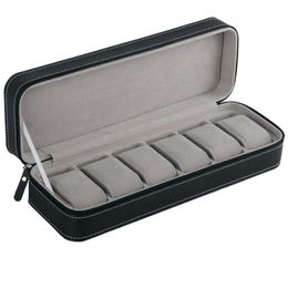 6 10 12 Slot Watch Box Portable Travel Zipper Case Collector Storage Jewelry Storage BoxBlack353z