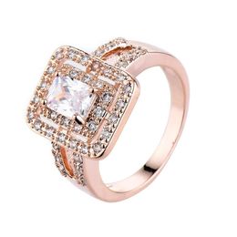 With Side Stones Selling Rose Gold Ring For Women Fashion Jewellery Nickel Bridal Wedding Rings Women's Day Present F3094
