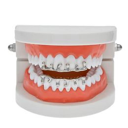 Fashion Hip Hop Lava Grillzs 18K Gold Plated Top &Bottom Vampire Teeth Grillz Rock Punk Rapper Accessories with 2 Silicon Molding 242i