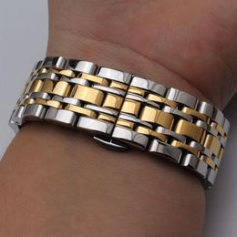 7beads Watchbands Stainless steel watch strap bands silver and gold mixed Colour staight ends watchbands 14mm 16mm 18mm 20mm 22mm 22799