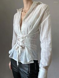 Women's Blouses White Waist Up Shirt Long Sleeved Button Swiss Polka Dot Elegant Autumn Commuting Daily Top