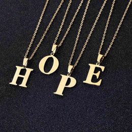 Stainless Steel Necklaces Initial Letter A-Z Pendant Necklace for Women Couple Gold Chain Necklace collier mujer Jewelry G1206254w