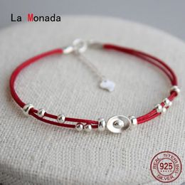 Charm Bracelets La Monada Ingots Lucky Red Thread For Hand 925 Sterling Silver Bracelet String Rope Women 231215