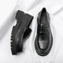 Dress Shoes Height Increasing platform shoes Loafers mens thick soled wedding black formal business slip on leather added casual 231215