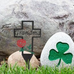 Garden Decorations Cemetery Stake Gravestones For Metal Cross Sign Ground Decoration Iron Memorial Signs Markers Sematary