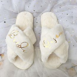 Custom Bride slippers Bridesmaid Maid of honor sister mother of bride Birthday gift for wedding proposal party girlfriend 1pairs 1278V