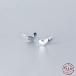 WANTME Korean Simple Sweet Love Heart Shaped Stud Earrings for Women Girls Kids Luxury Cute 100% 925 Sterling Silver Jewellery 210502165