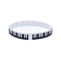 Pulseira de borracha de silicone com chave de piano, 100 peças, ótima para usar em qualquer benefício, presente para fãs de música243c