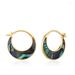 Hoop Earrings AIDE 14k Gold Silver Colour Vintage Inlaid Abalone And Shell Huggie Earring For Women Party Jewellery