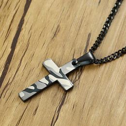 Pendant Necklaces JHSL Male Men Statement Necklace Camouflage Cross Pendants Fashion Christian Jewellery Chain Stainless Steel