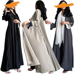 Ethnic Clothing Back Pleated Open Abaya Dubai Luxury Long Dress Islamic High Quality Kimono EID Ramadan Cardigan Muslim Women