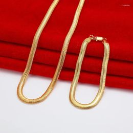 Necklace Earrings Set Vintage 6MM Soft Bone Link Chain Bracelets For Women Men Gold Plated Snake Party