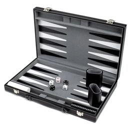 Chess Games Game Chess Board Backgammon Set With Stitched Black Leatherette Case Nice Gift Folding Business Entertainment For Family Party 231215