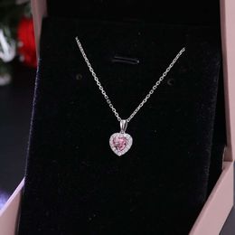 Custom Heart Shaped Pink Sapphire Lab Grown Moissanite Diamond Necklace Pendant Women Jewellery Gift