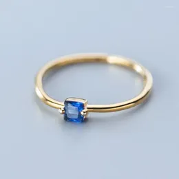 Cluster Rings Exquisite Blue Stone For Women Simple Minimalist Silver Gold Color Accessories Sapphire Band Elegant Engagement Jewelry