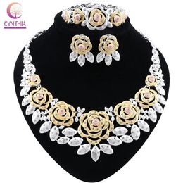 Chokers CYNTHIA Women African Beads Jewellery Set Gold Colour Indian Jewellery Accessories Dubai Necklace Earrings Bracelet Ring Sets 231215