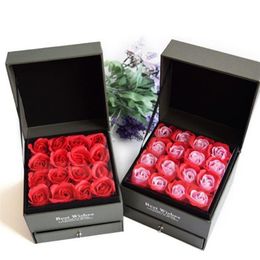 valentines day square drawer creative Jewellery necklace box wooden double wool everlasting flower gift box266h