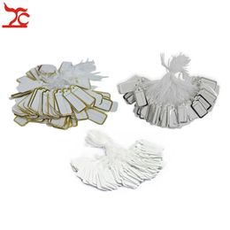 Whole 1000Pcs lot Blank White Paper Label with Hanging String Jewellery Store Ring Watch convenience Strung Tag208L