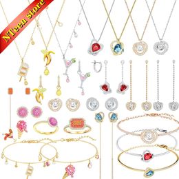 Necklace Fashion Jewellery Set Charming Crystal Tail Party Ice Cream Banana Women's Necklace Earrings Bracelet Romantic Gift