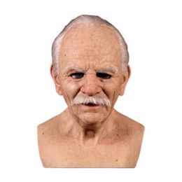 Party Masks Old Man Latex Mask Halloween Props Bald Wrinkled Masquerade Prop Horror Movie Cosplay Scary Wig MaskCosplay260j